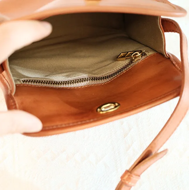 Vintage Genuine Leather Crossbody Bags For Women  Brown Leather Shoulder Purse