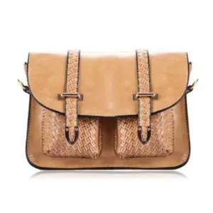 Vintage Style Pure Color and Weaving Design Women's Shoulder Bag - Khaki