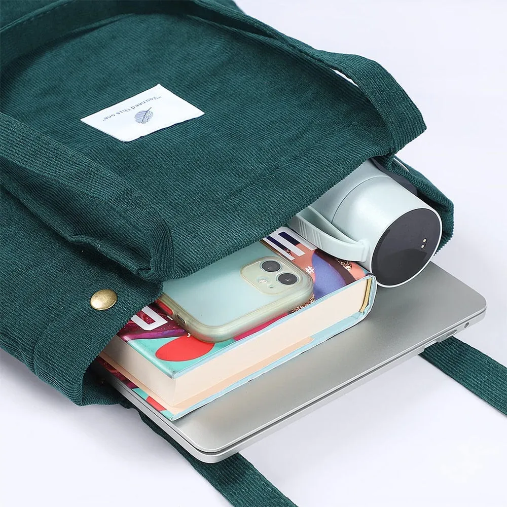 Women Corduroy Shopping Tote Bags
