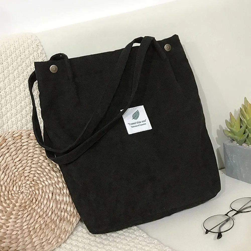 Women Corduroy Shopping Tote Bags