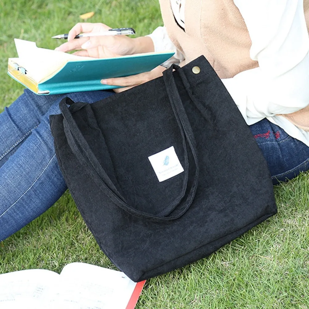 Women Corduroy Shopping Tote Bags