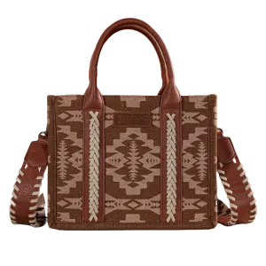Wrangler Ladies Southwestern Print Small Canvas Brown Tote Crossbody Bag WG2212-8120BR