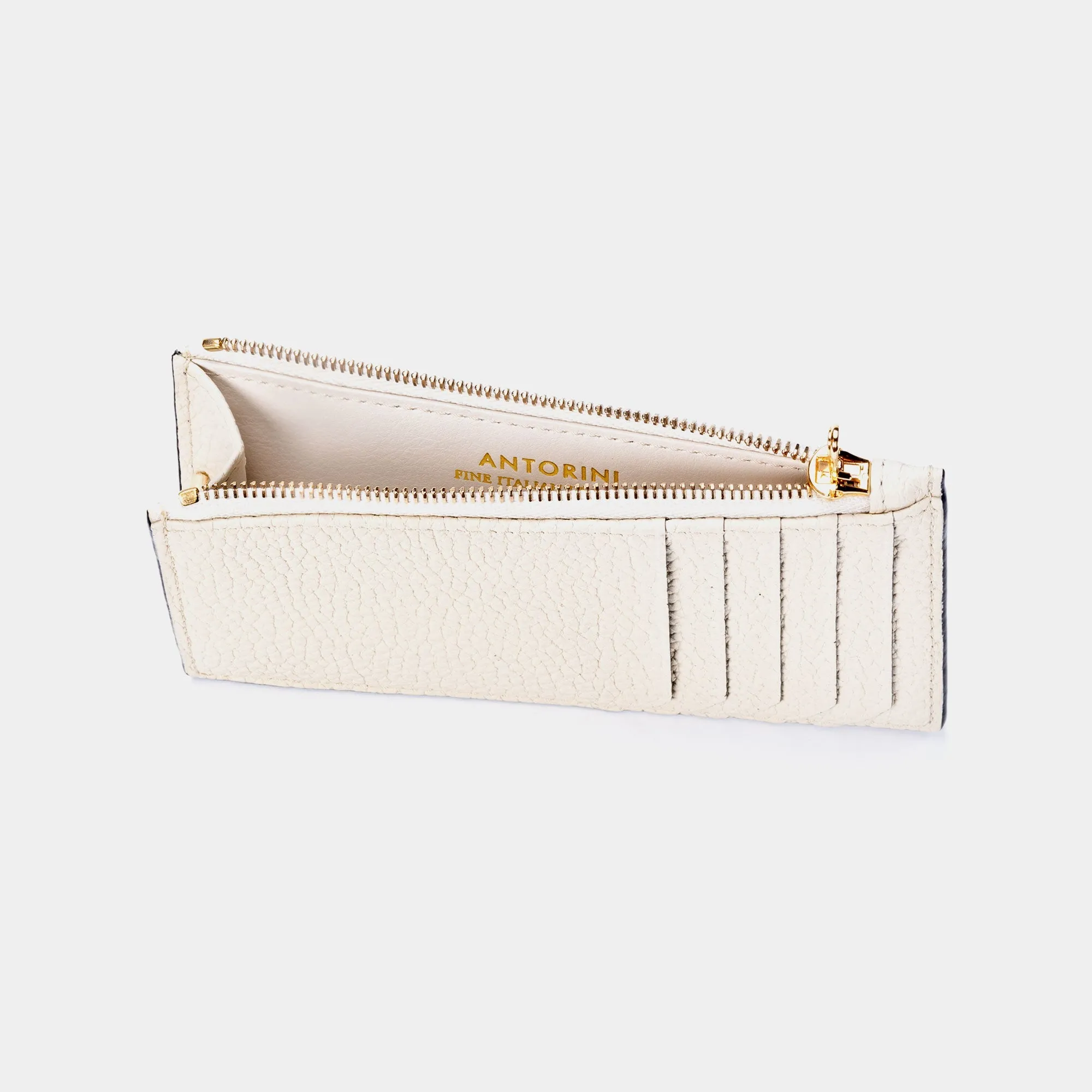 Zipped Coin Purse & Card Holder, Ivory Exedra Leather